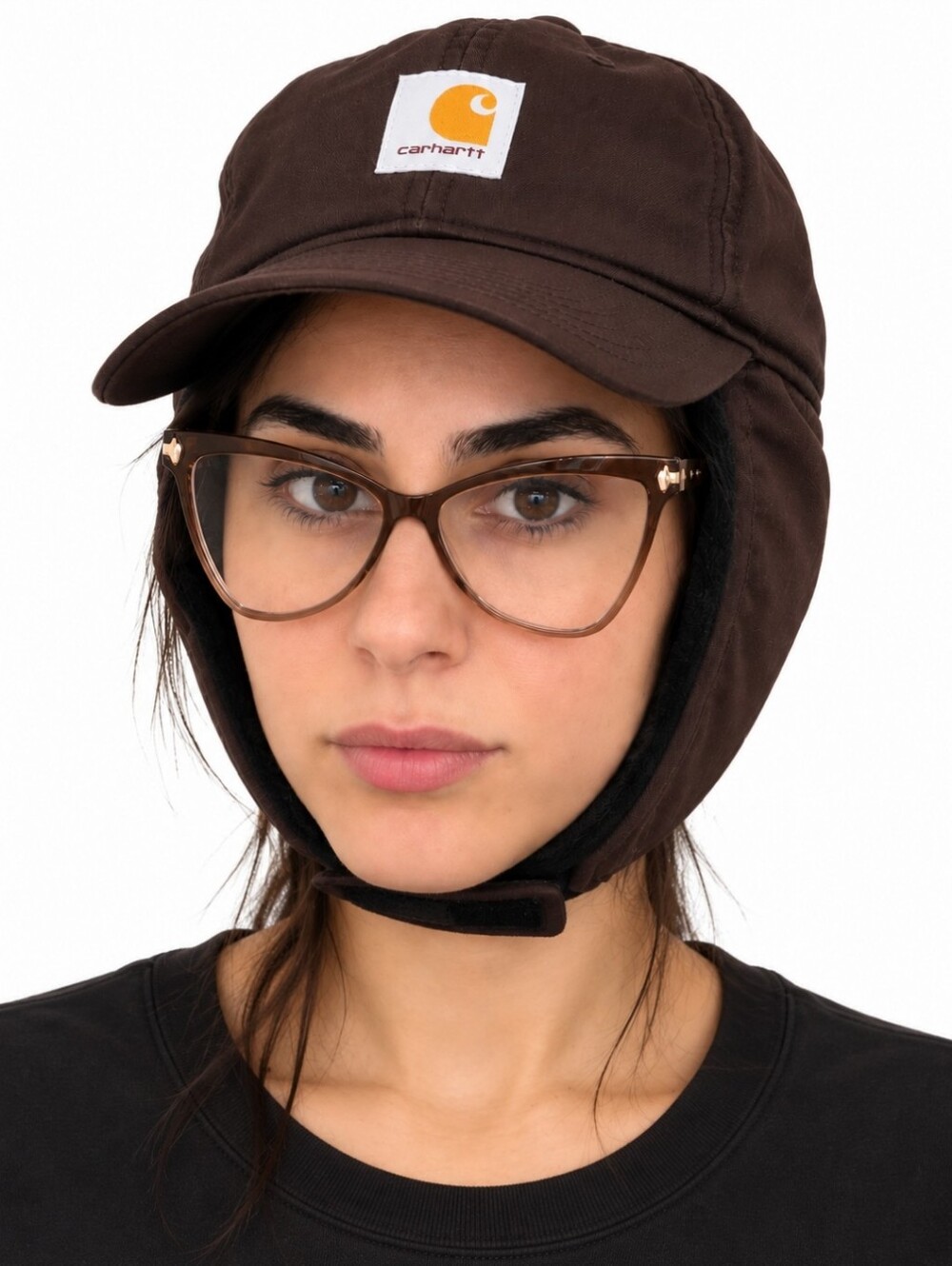 Carhartt Brown Warm Insulated Ear Flap Winter Cap Hat Fleece Lined Unisex